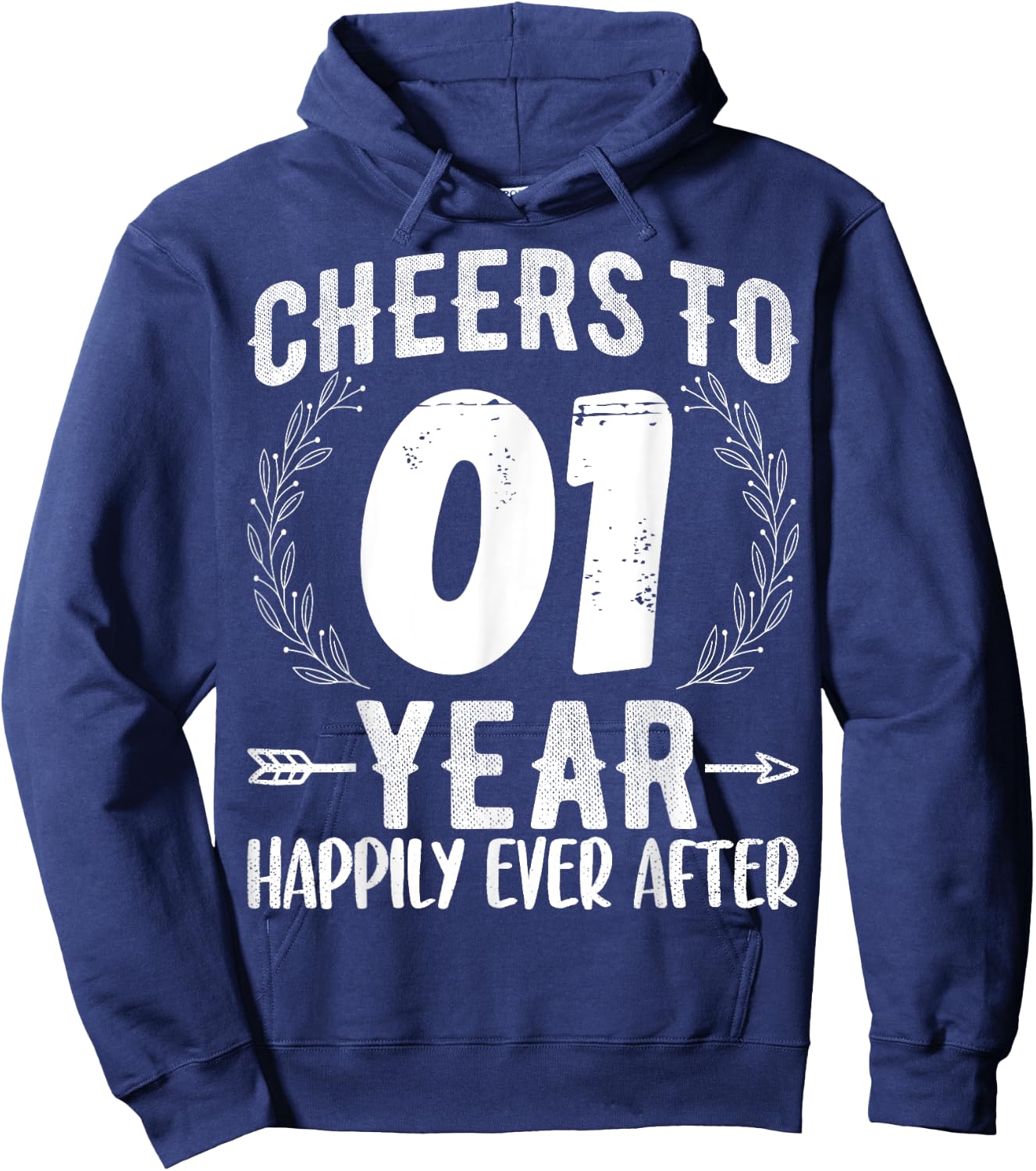 Cheers to 1 Year Happily - 1st Anniversary Husband Wife Hoodie - Hoodie | Navy