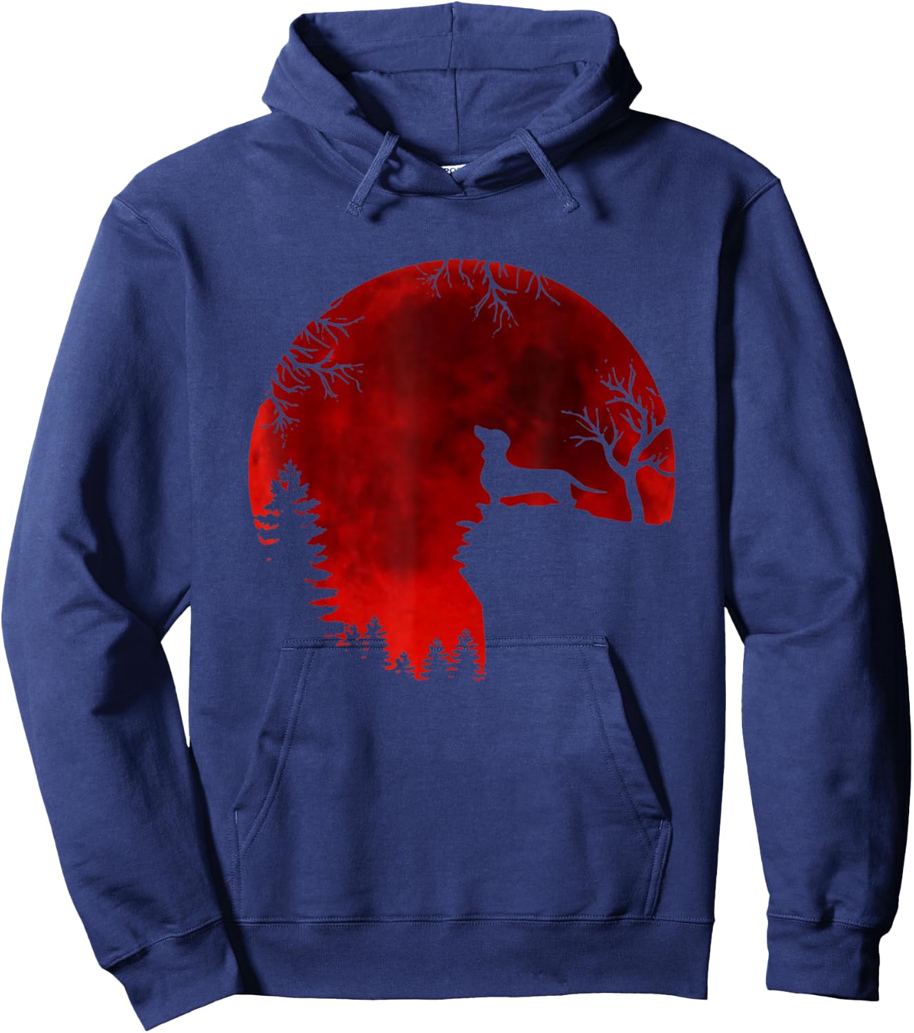 Dachshund Silhouette Moon Halloween Horror Funny Dog Gift Hoodie - Hoodie | Navy