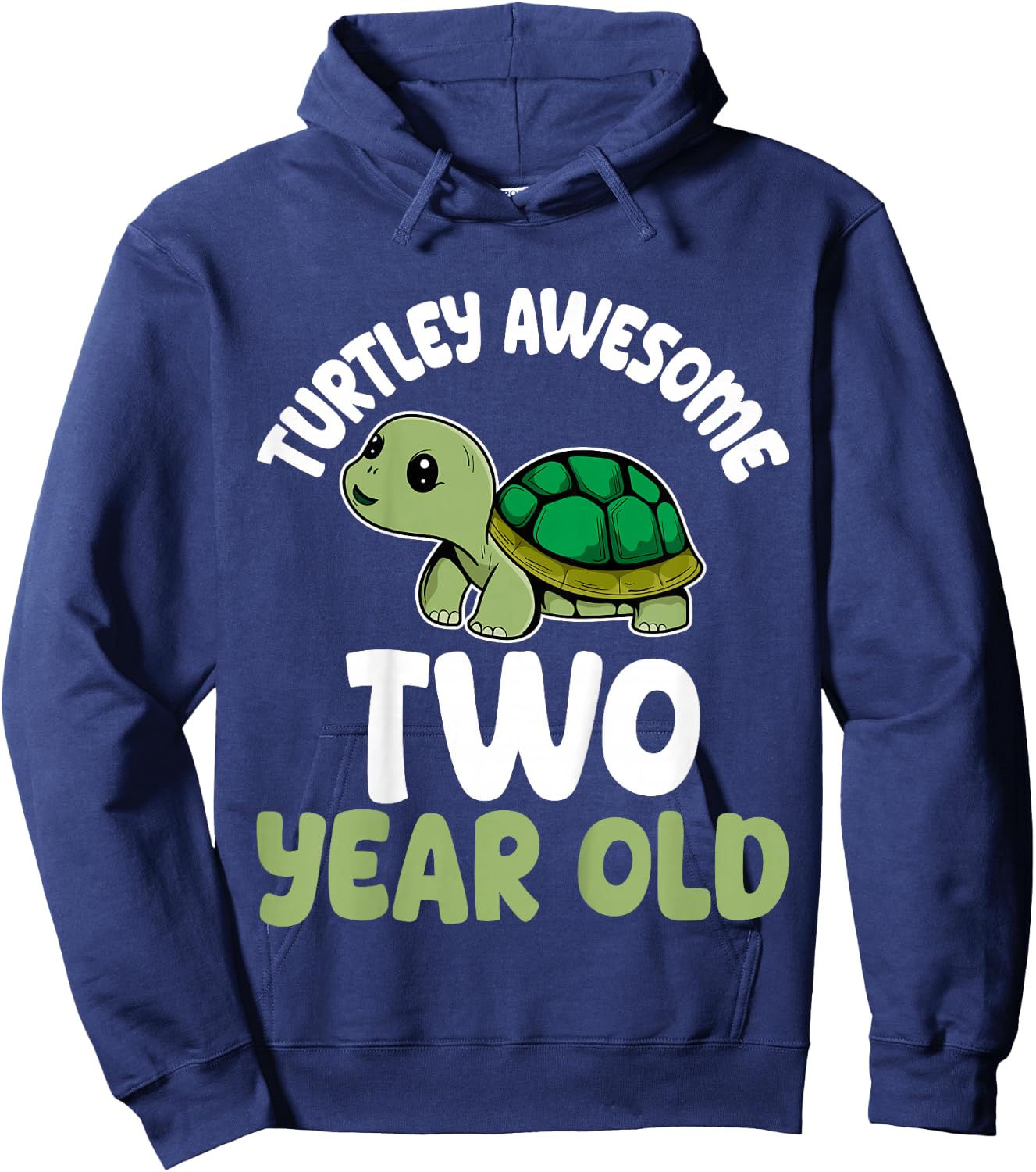 Turtley Awesome Two Years Old 2nd Birthday Party Turtle Kids Hoodie - Hoodie | Navy