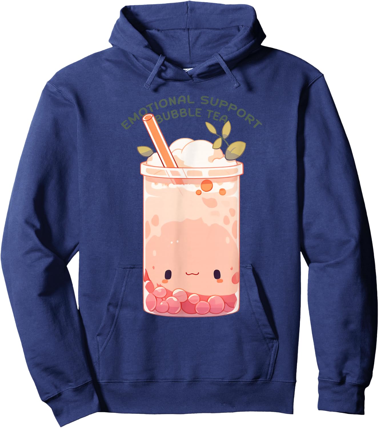 Emotional Support Bubble Tea Cute Kawaii Bubble Tea Hoodie - Hoodie | Navy