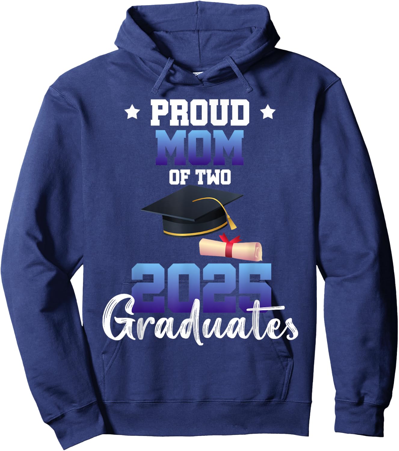 Proud MOM of Two 2025 Graduates Twin Senior Family Hoodie - Hoodie | Navy