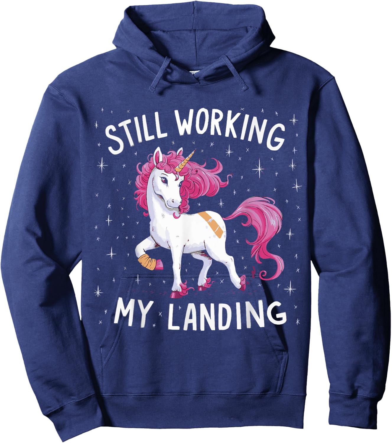 Still Working On My Landing Unicorn Broken Bone Hoodie - Hoodie | Navy