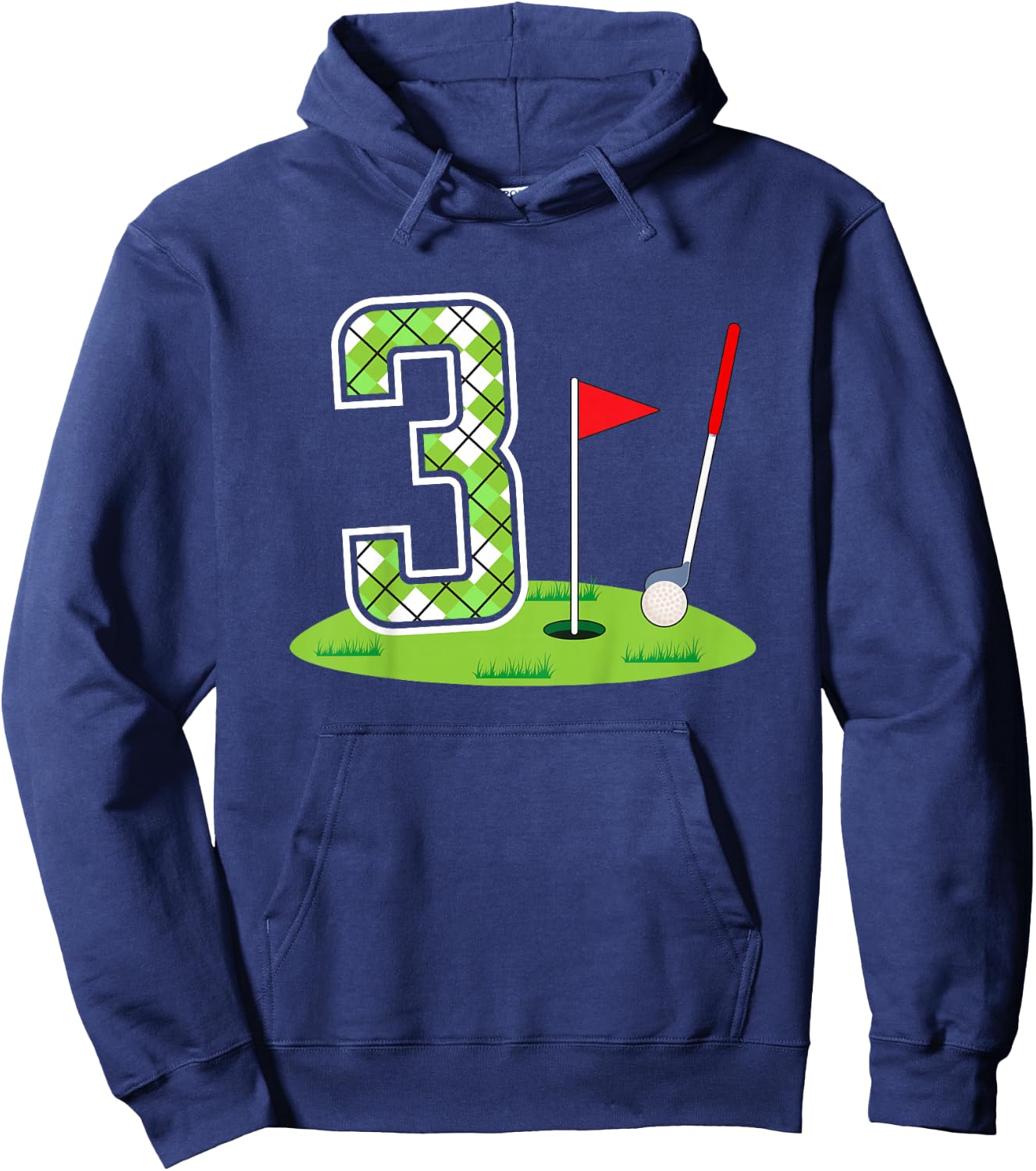 Kids 3rd Birthday Party Golf Boy Three Year Old Golf Player Hoodie - Hoodie | Navy