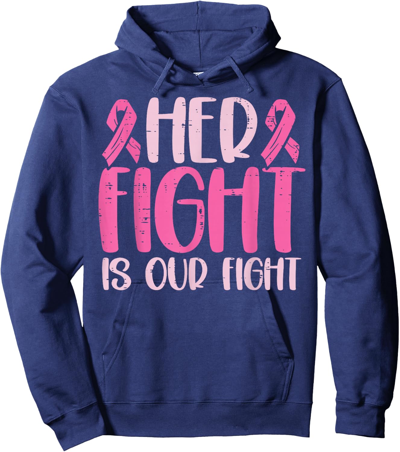 Her Fight Our Fight Family Breast Cancer Awareness Men Kid Hoodie - Hoodie | Navy
