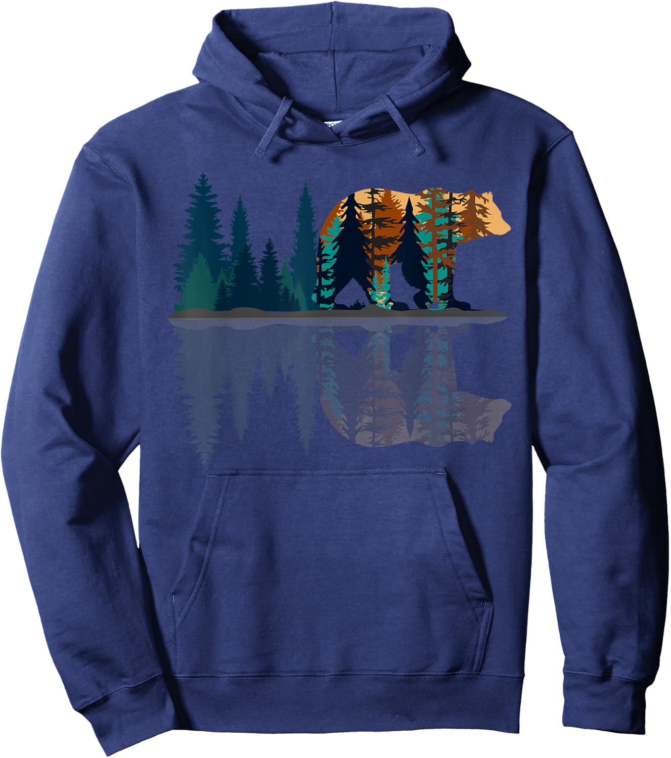 Trees Reflection Wildlife Nature Animal Bear Outdoor Forest Hoodie - Hoodie | Navy