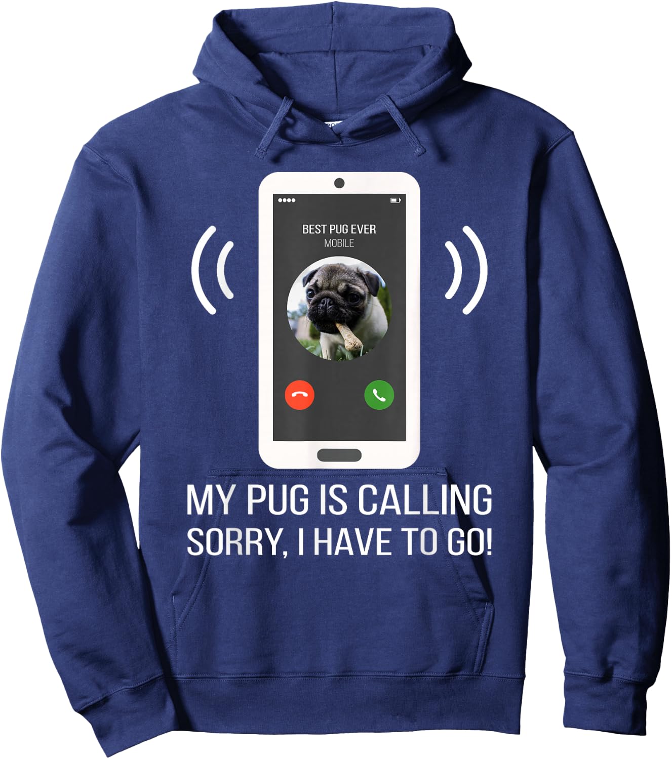Funny Pug Dog Men Women Girls Kids Hoodie - Hoodie | Navy