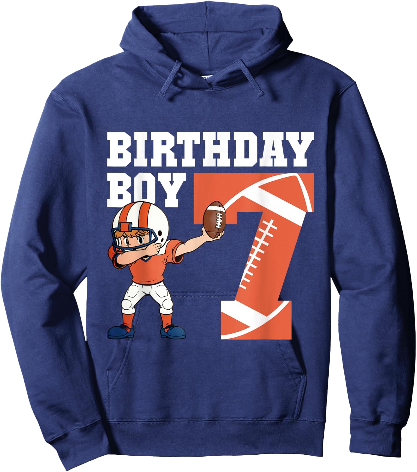 7th Birthday Boy Football Player Dabbing 7 Years Old Kids Hoodie - Hoodie | Navy