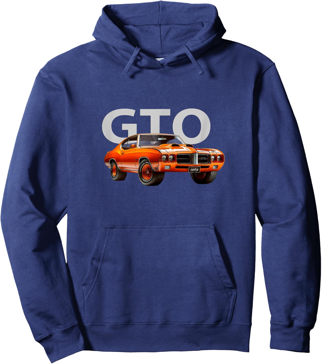 Classic Cars, 1969 Gto, Orange,vintage American Muscle Cars Hoodie - Hoodie | Navy