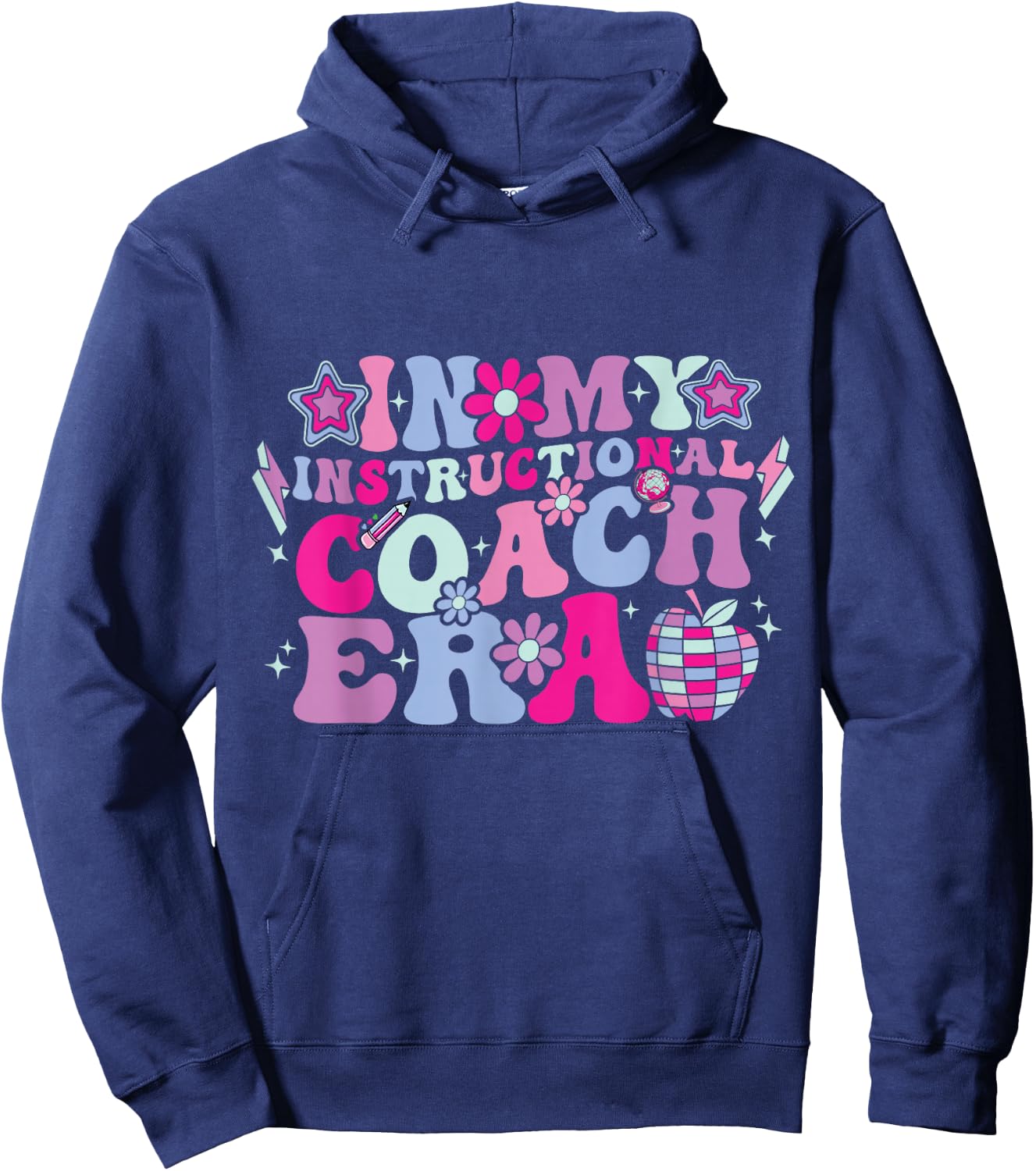 In My Instructional Coach Era Groovy Back To School Hoodie - Hoodie | Navy