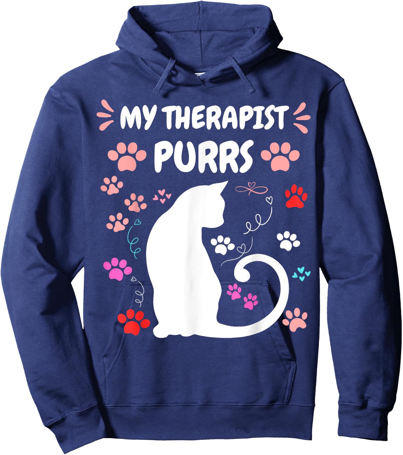 My Therapist Purrs Funny Cat Lover Women men Cat Hoodie - Hoodie | Navy