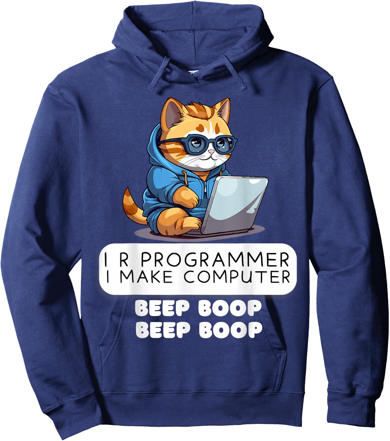 I R Programmer I Make Computer Beep Funny Cat Lover IT Tech Hoodie - Hoodie | Navy