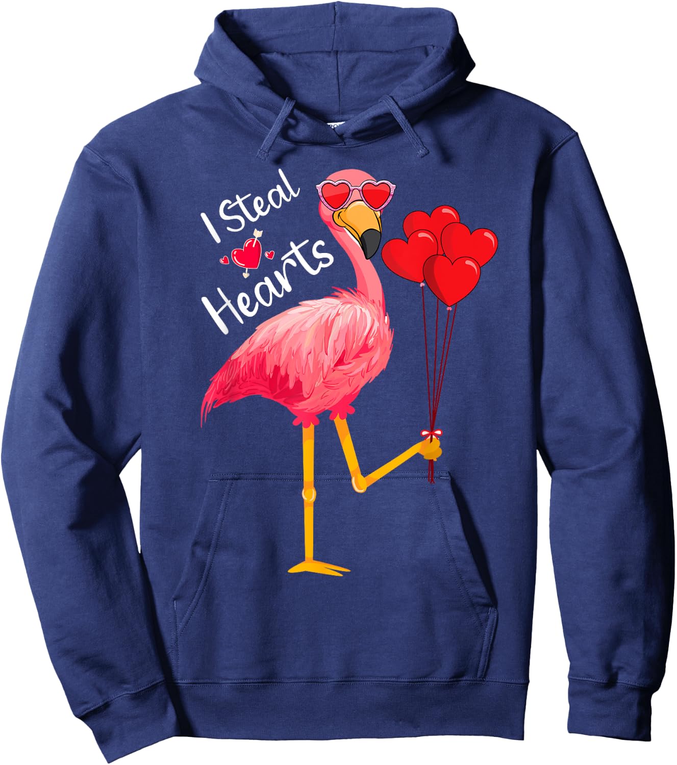 I Steal Hearts - Funny Flamingo Lover Valentine's Day Quotes Hoodie - Hoodie | Navy