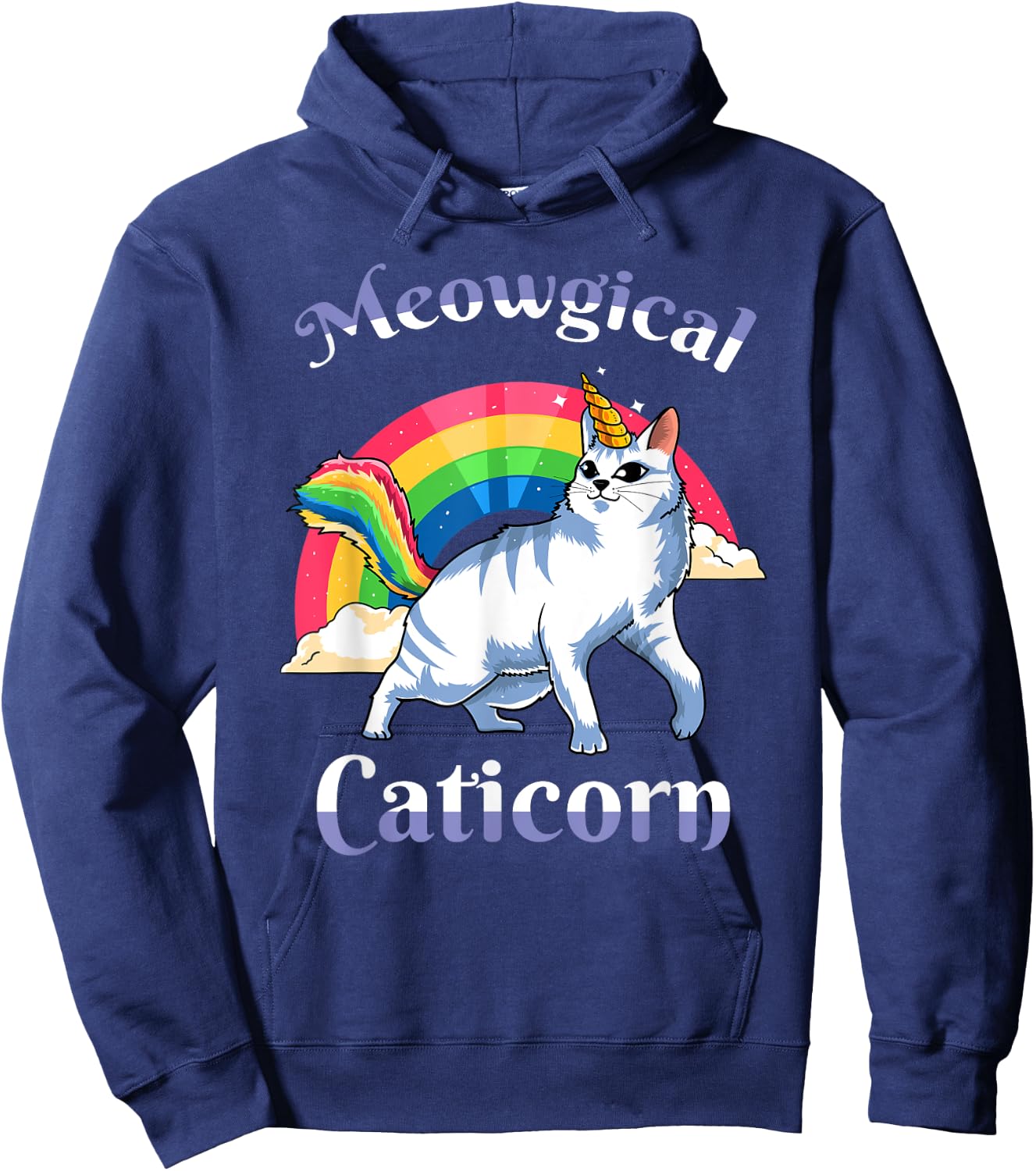 Meowgical Caticorn Unicorn Cat Girls Kitty Kitten Lover Gift Hoodie - Hoodie | Navy