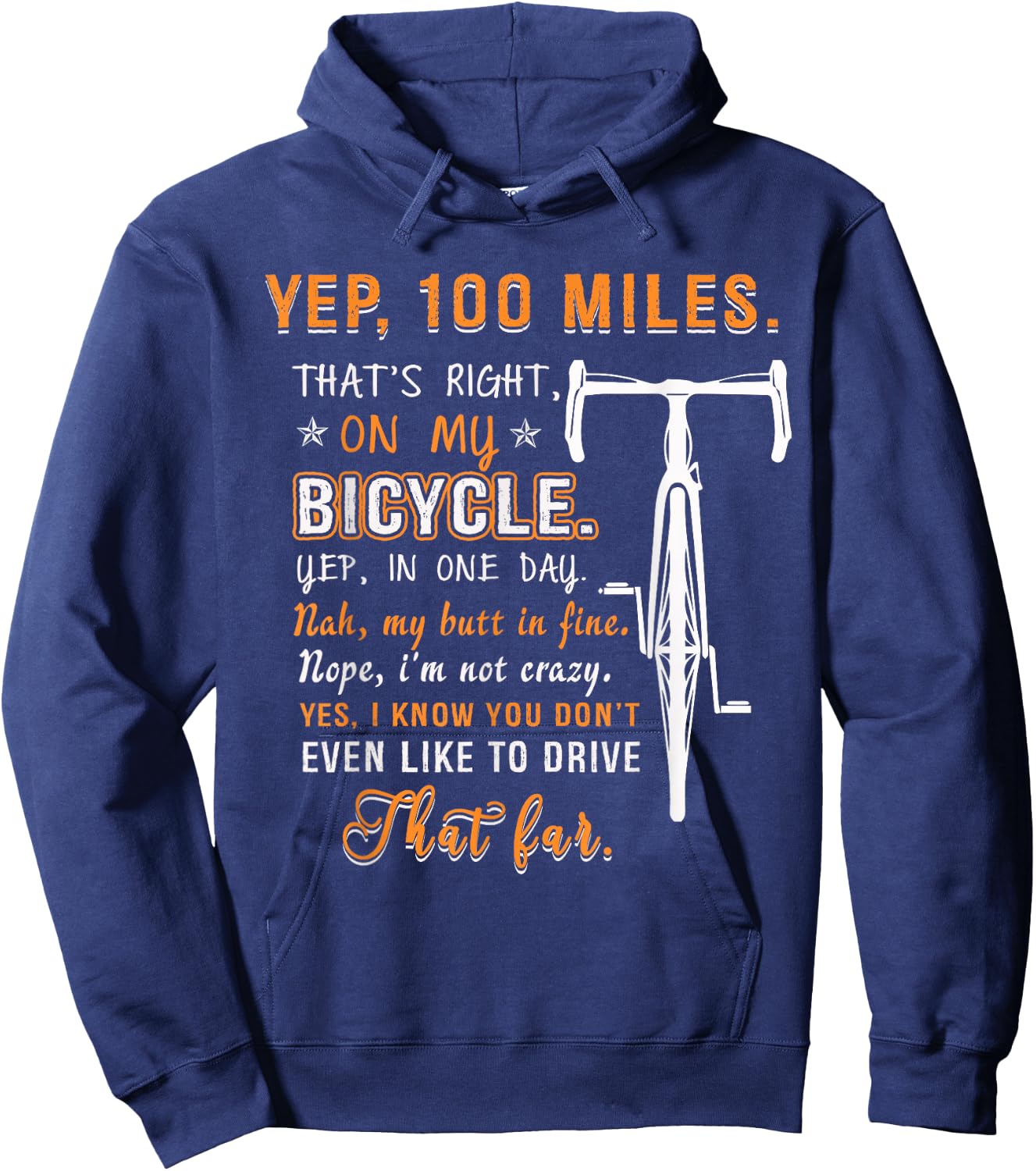 Long Miles On My Bicycle Funny Cycling Riders Bike Gift Hoodie - Hoodie | Navy