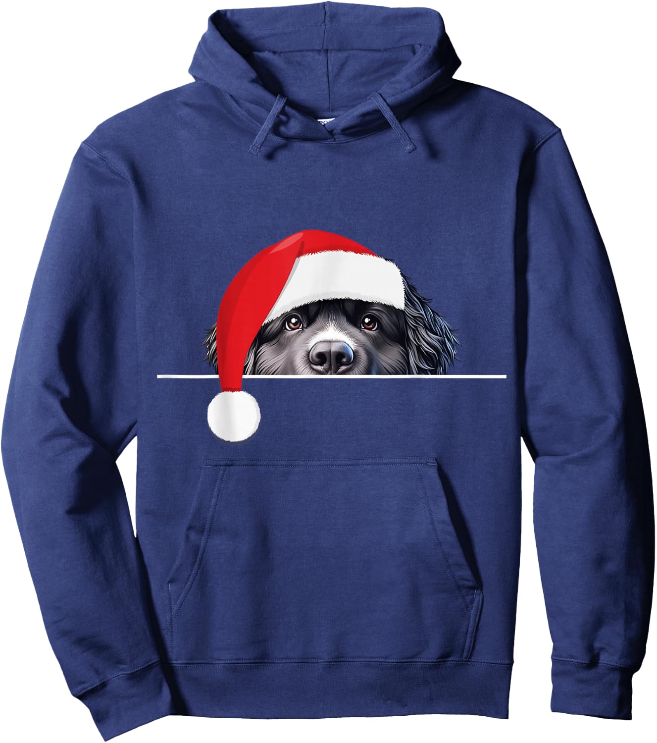 New foundland Dog Lover Funny Santa Hat Christmas Hoodie - Hoodie | Navy