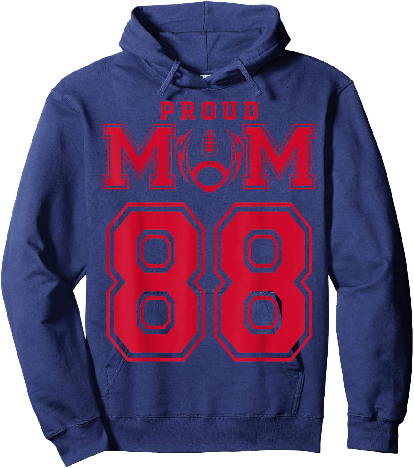 Custom Proud Football Mom Number 88 R Personalized Hoodie - Hoodie | Navy