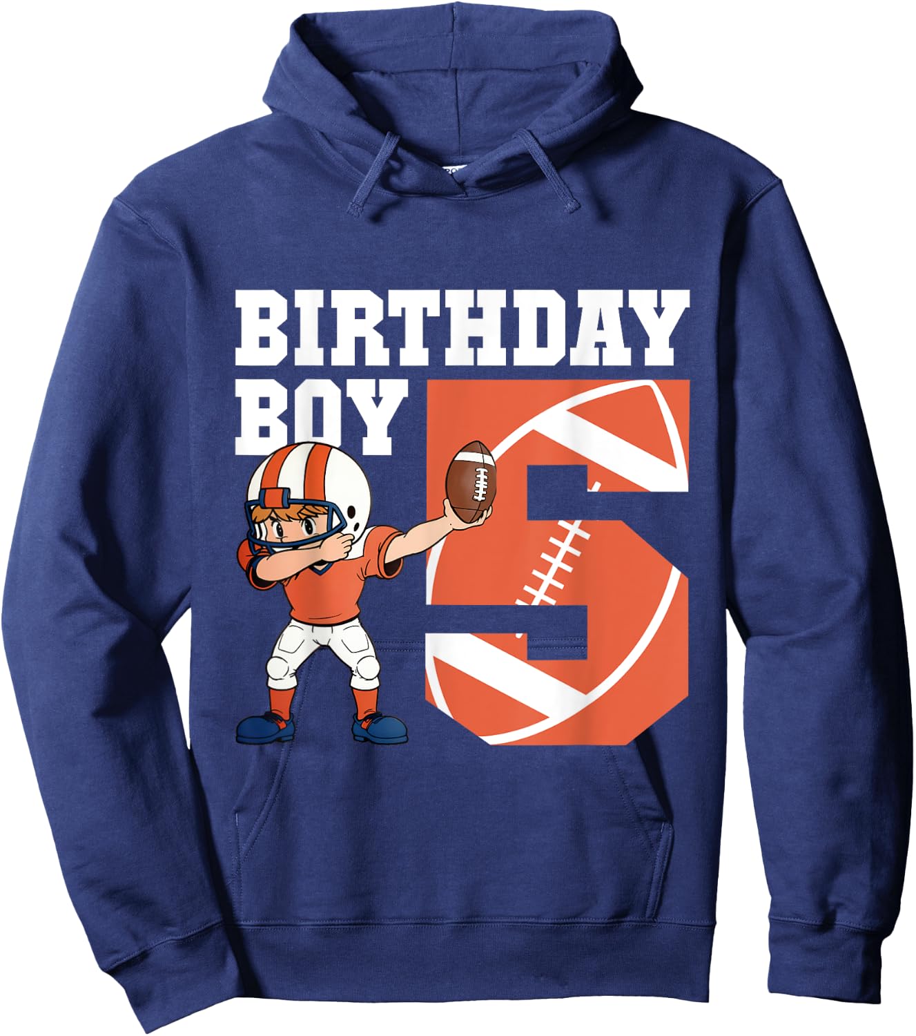 5th Birthday Boy Football Player Dabbing 5 Years Old Kids Hoodie - Hoodie | Navy