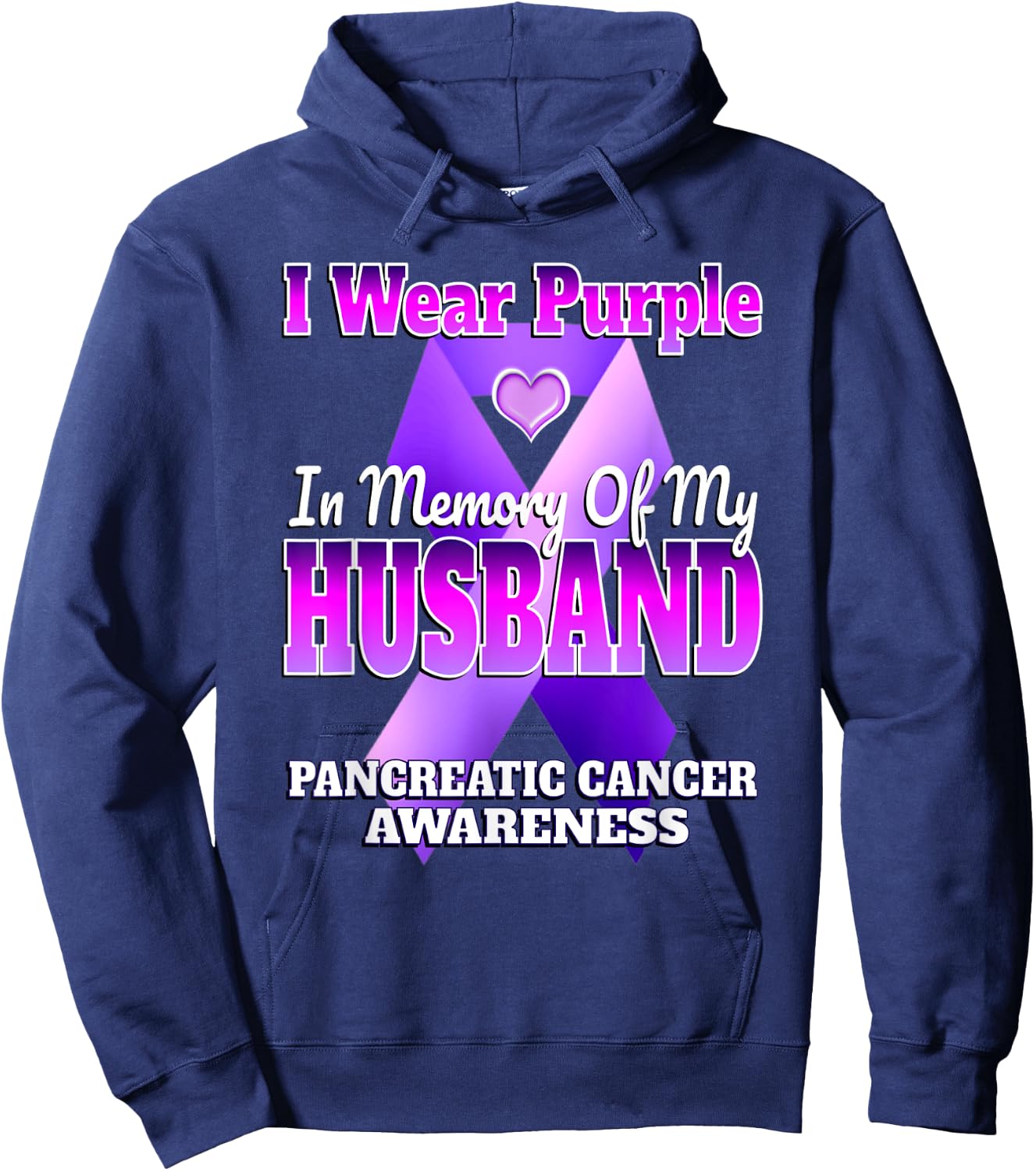 I Wear Purple In Memory Of My Husband Pancreatic Cancer Hoodie - Hoodie | Navy