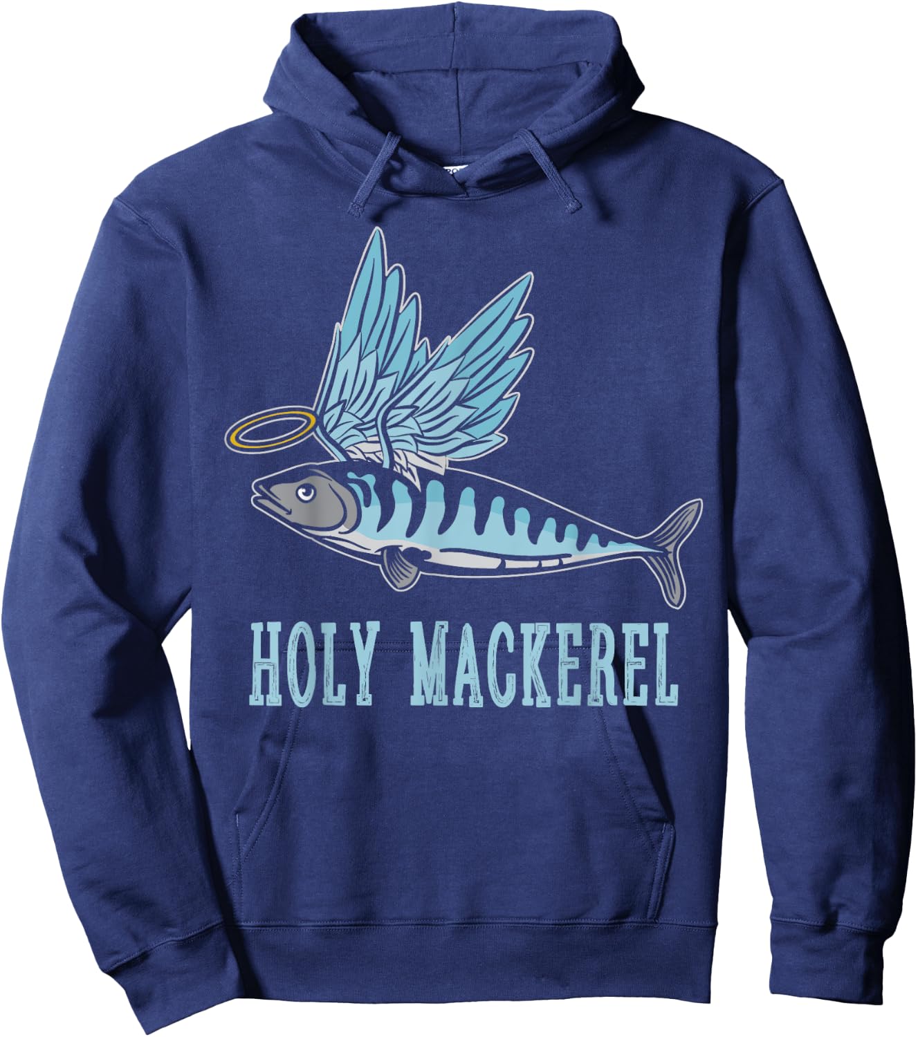 Holy Mackerel Funny Witty Winged Fish Sarcasm Meme Hoodie - Hoodie | Navy