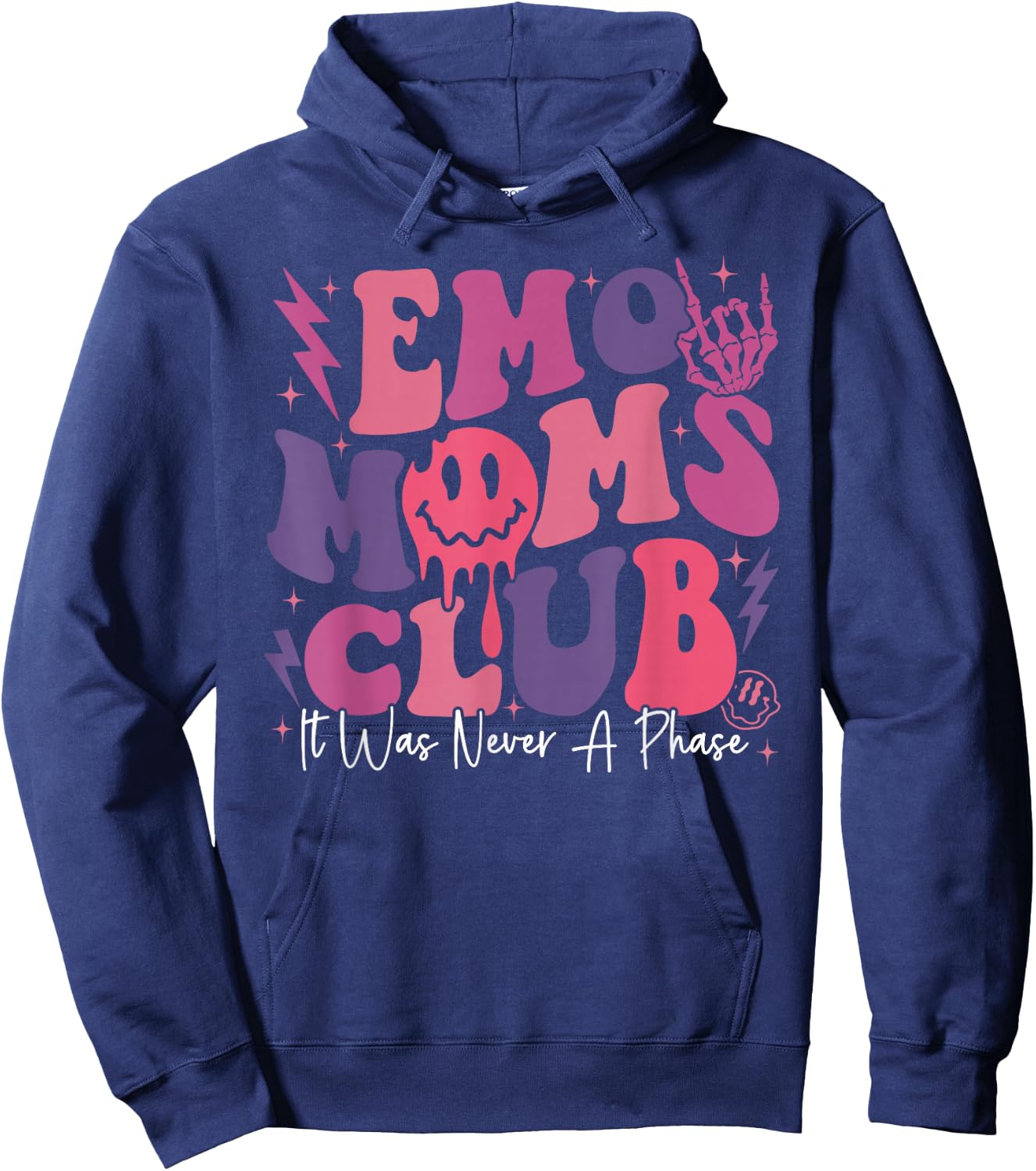 It Was Never A Phase Emo Moms Club Mother's Day Skeleton Hoodie - Hoodie | Navy