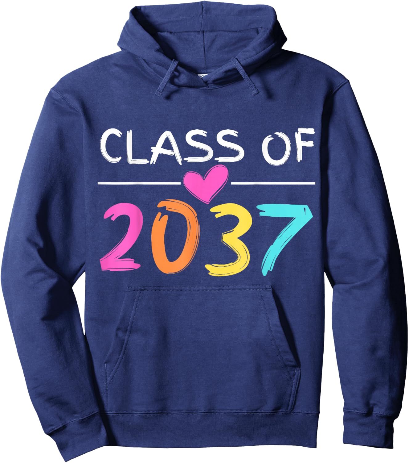 Class of 2037 Grow With Me Shirt Back School Colors Heart Hoodie - Hoodie | Navy