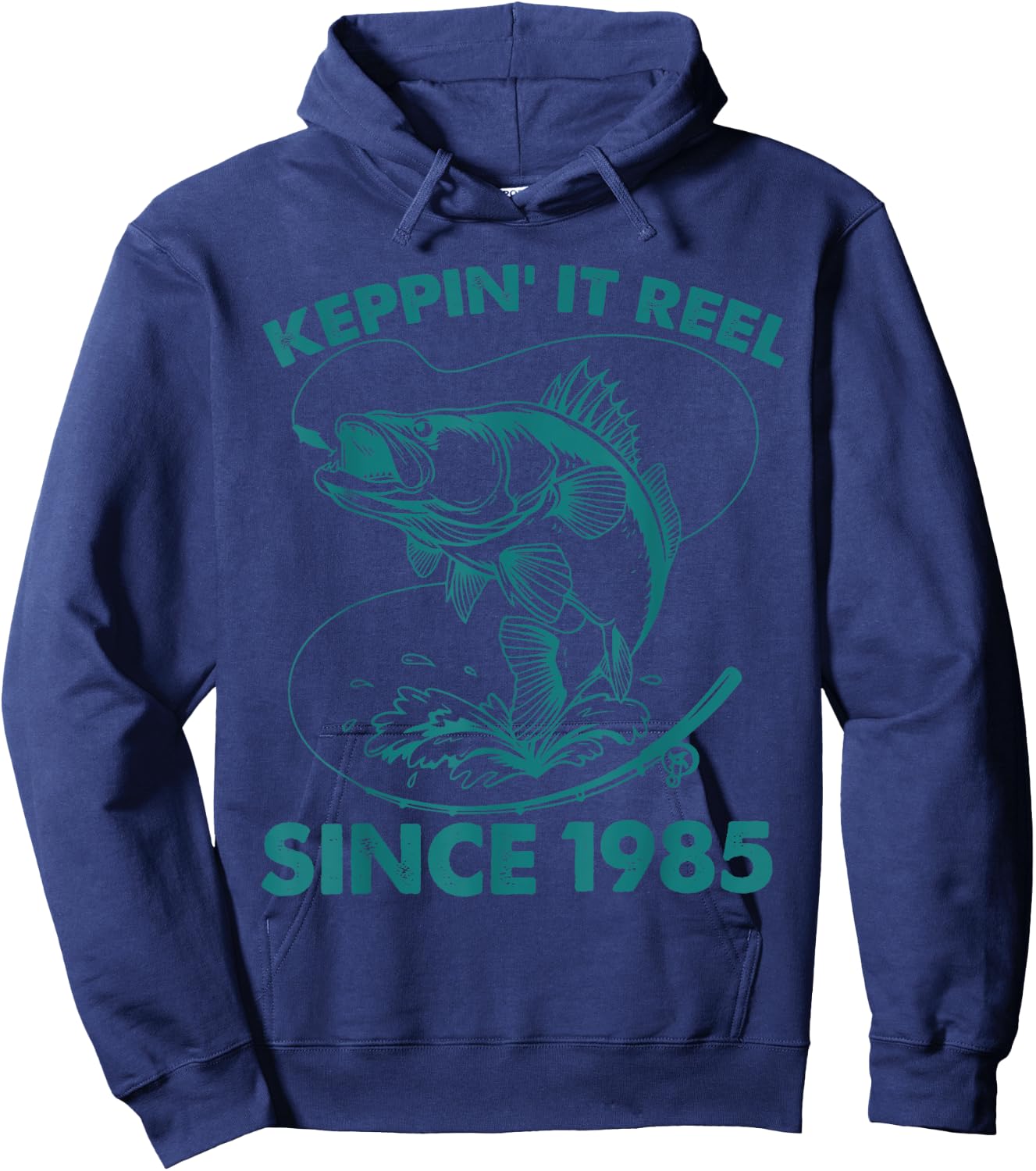 Keepin It Reel Since 1985 Fishing Fisherman 40th Birthday Hoodie - Hoodie | Navy