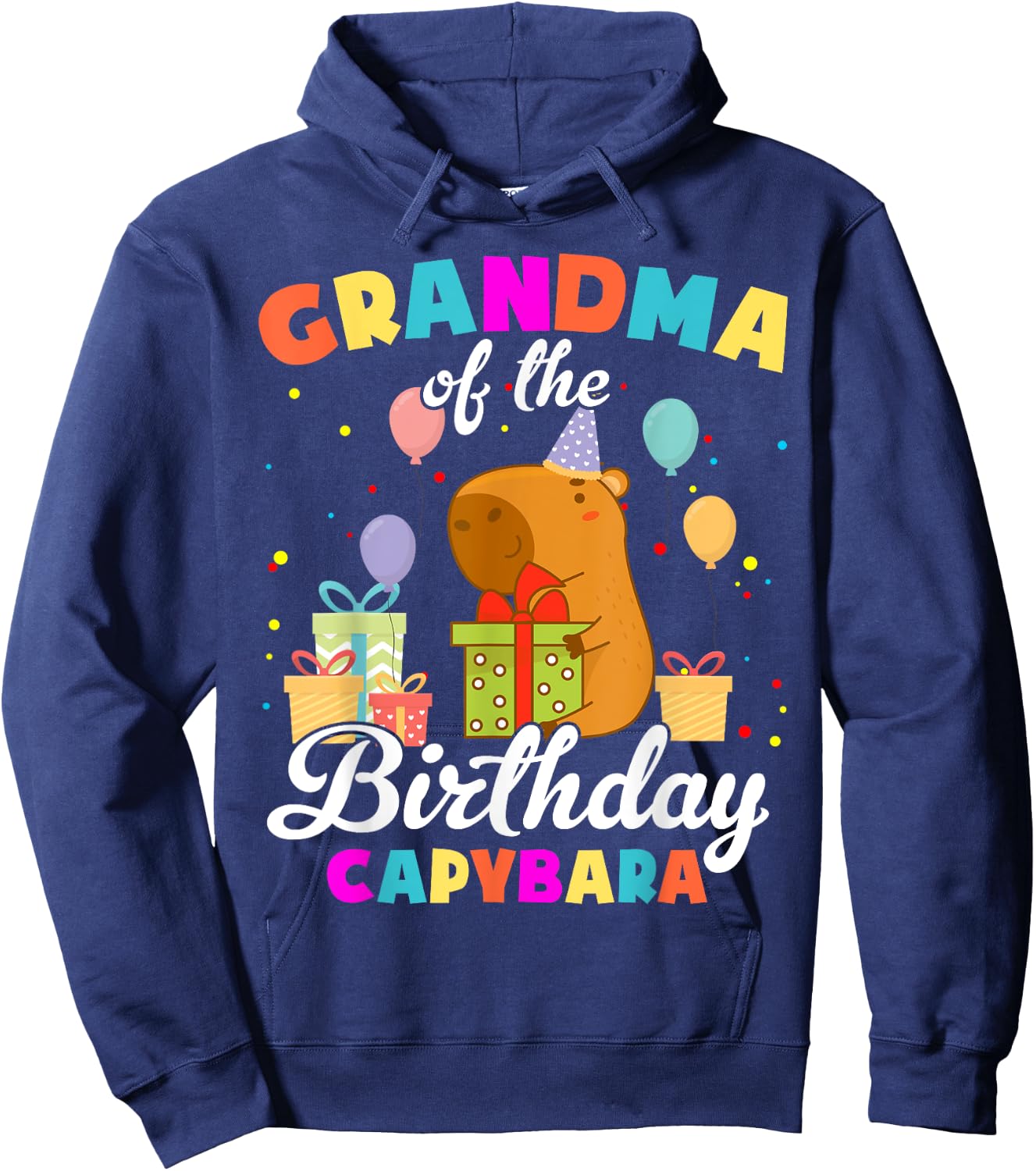 Grandma Of The Birthday Capybara Family Party Hoodie - Hoodie | Navy