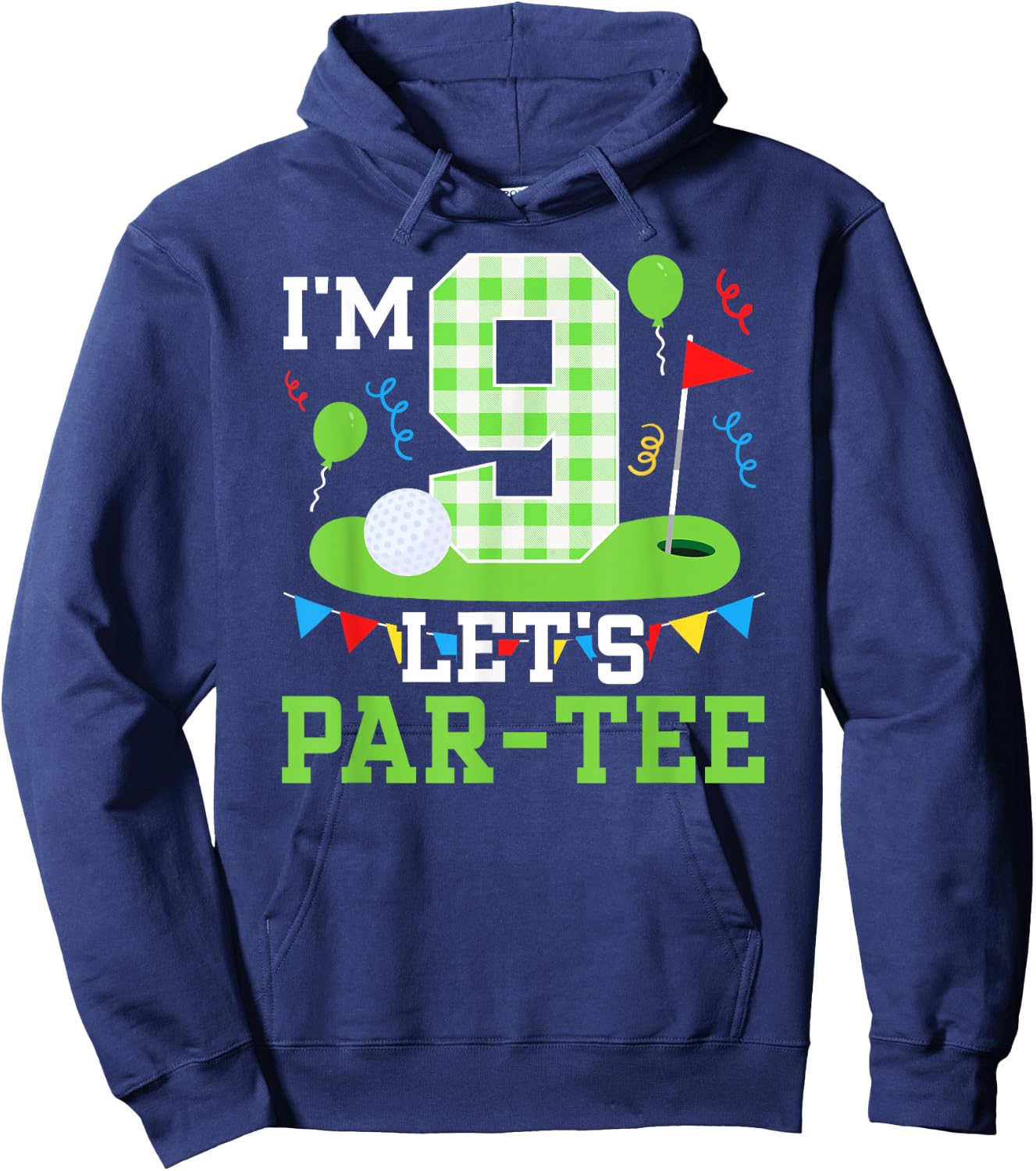 9th Birthday Party Golf Boy Nine Year Old Golfer Hoodie - Hoodie | Navy