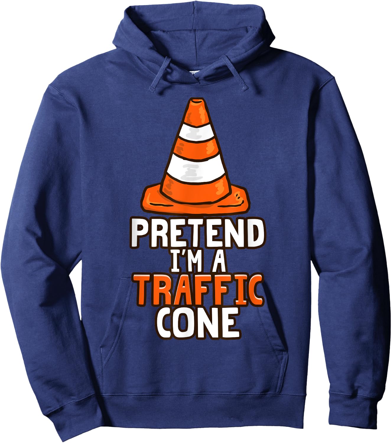Retro I'm a Traffic Cone Lazy Halloween Costume Kids Adults Hoodie - Hoodie | Navy
