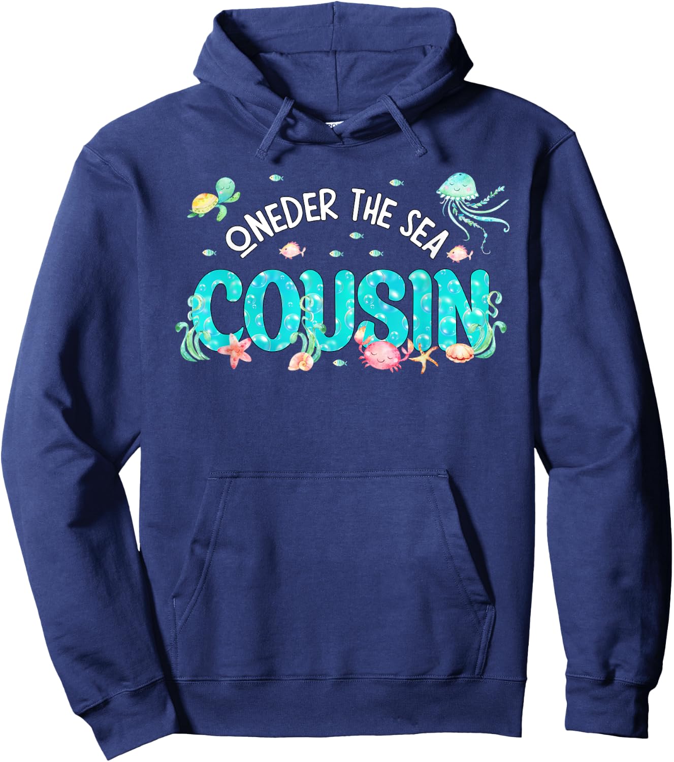 Under Sea Cousin Birthday Girl Boy Matching Family Party Hoodie - Hoodie | Navy