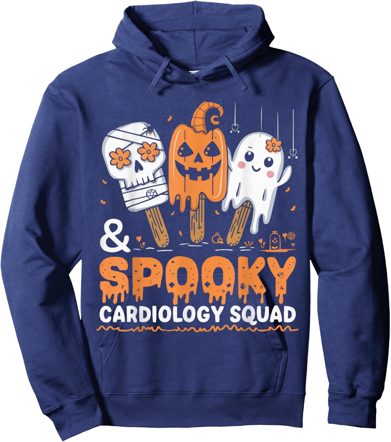 Cardiology Nurse Halloween Spooky Nursing Trick Or Treat Hoodie - Hoodie | Navy