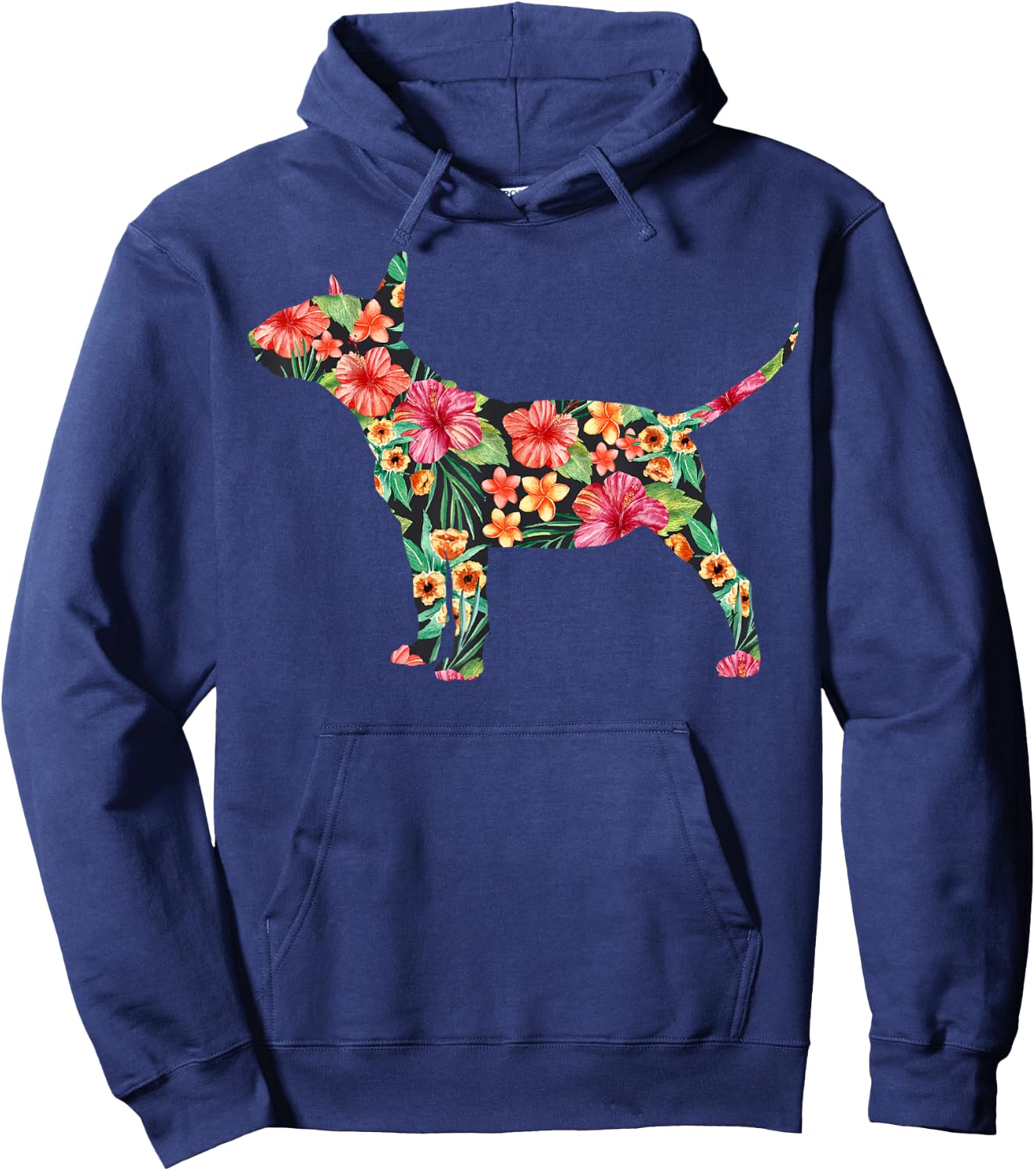 Bull Terrier Flower Funny Dog Silhouette Floral Gifts Women Hoodie - Hoodie | Navy