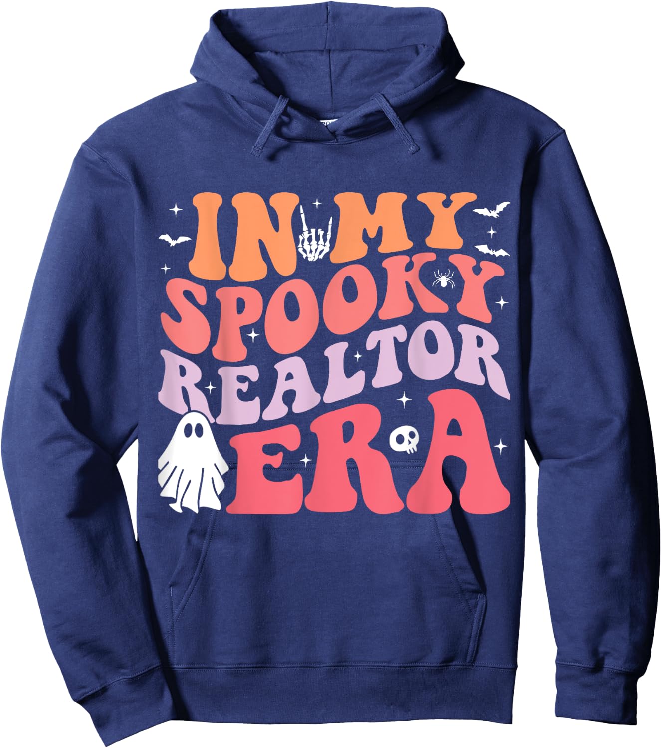 In My Spooky Realtor Era Retro Groovy Funny Halloween Ghost Hoodie - Hoodie | Navy