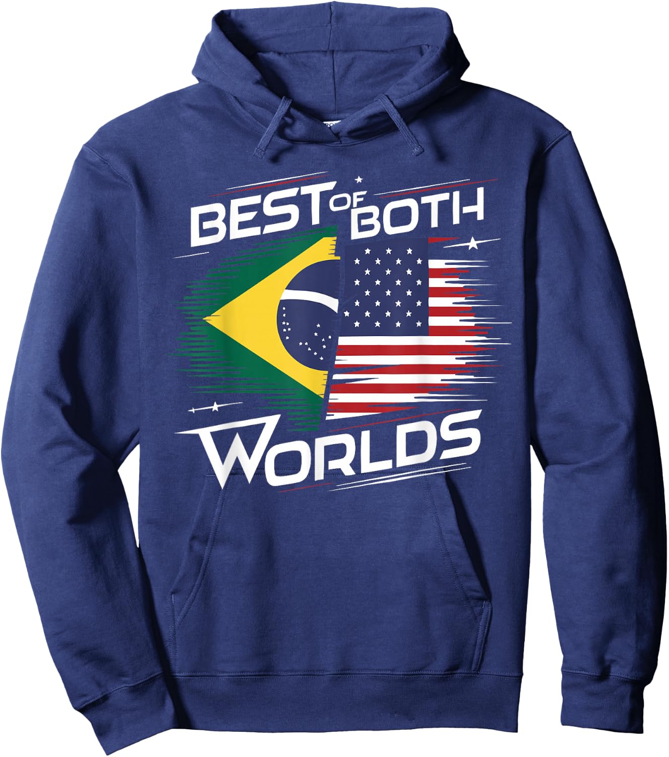 Half Brazilian Half American USA Flag Brazil America Hoodie - Hoodie | Navy