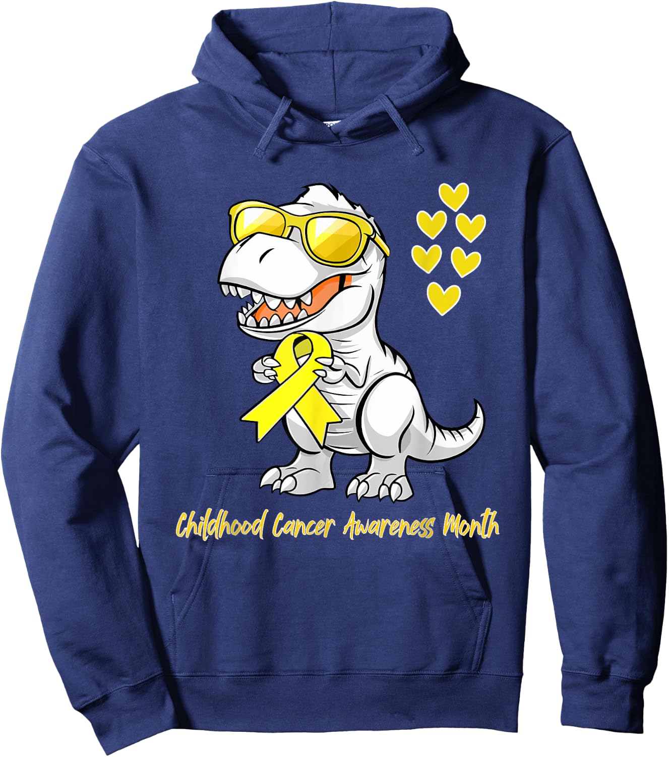 T-rex Dinosaur Childhood Cancer Awareness Dino kids Toddlers Hoodie - Hoodie | Navy
