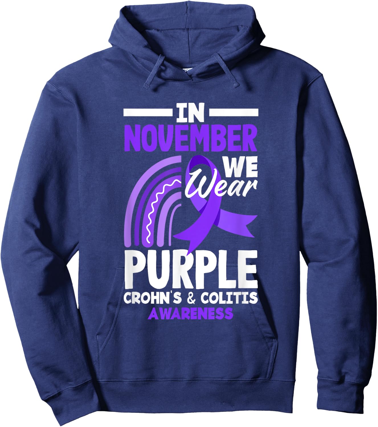 I November We Wear Purple Crohn's & Colitis Awareness Hoodie - Hoodie | Navy