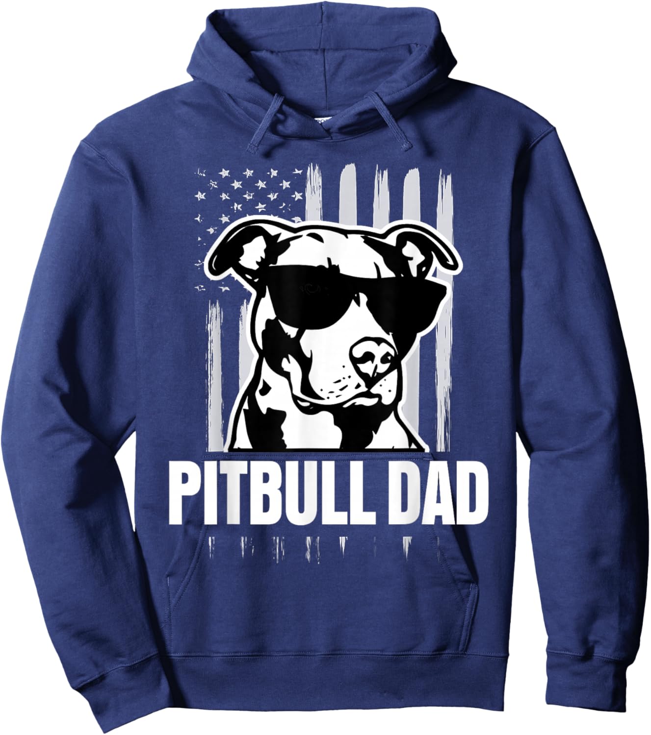 Pitbull Dad Men Pitbull Lover Gift Dog Dad American Flag Hoodie - Hoodie | Navy