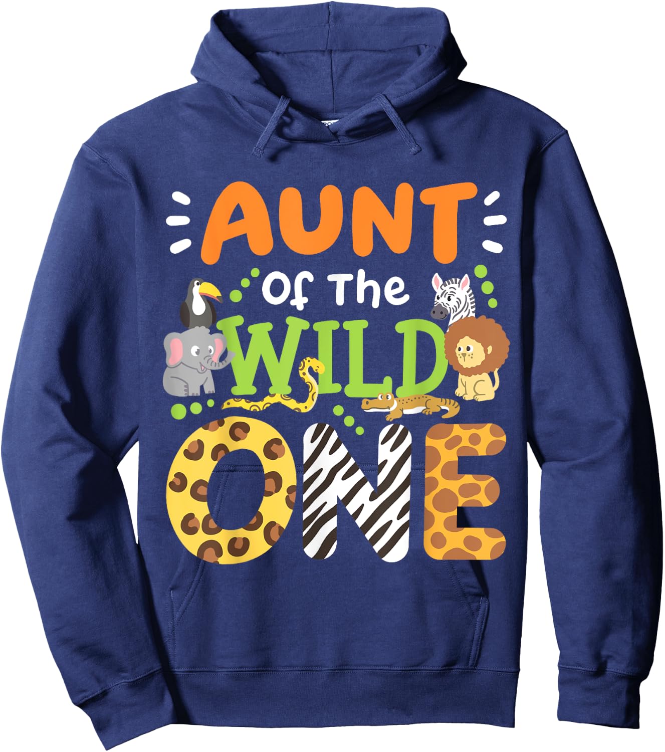 Aunt Of The Wild One Kids Boys Safari Zoo Birthday Family Hoodie - Hoodie | Navy