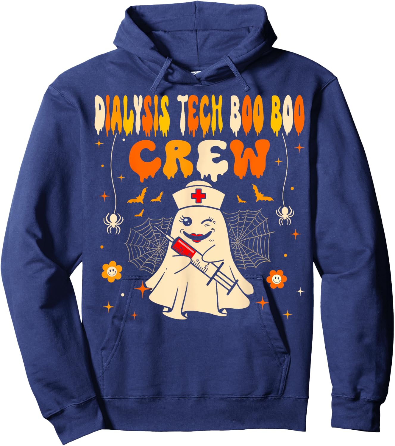 Halloween Dialysis Tech Boo Crew Dialysis Nurse Ghost Hoodie - Hoodie | Navy