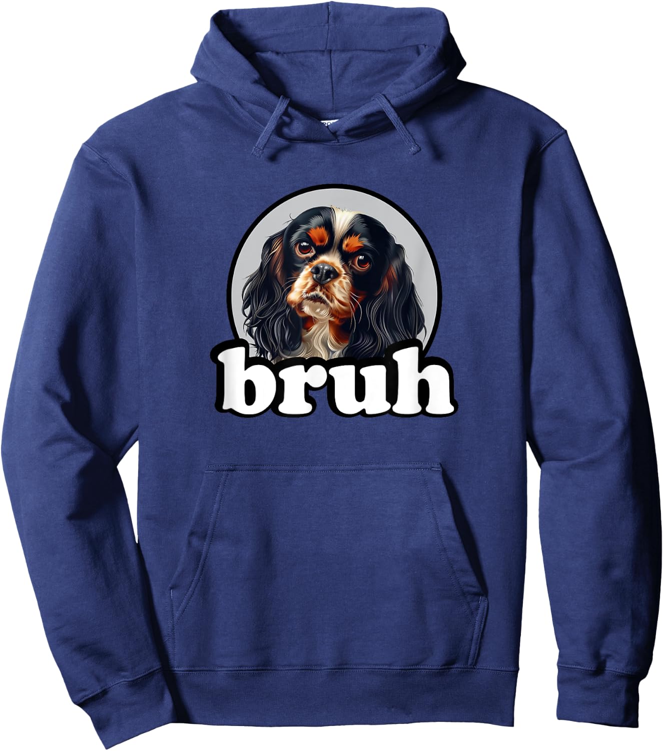 Funny Kids Bruh Tricolor Cavalier King Charles Spaniel Lover Hoodie - Hoodie | Navy