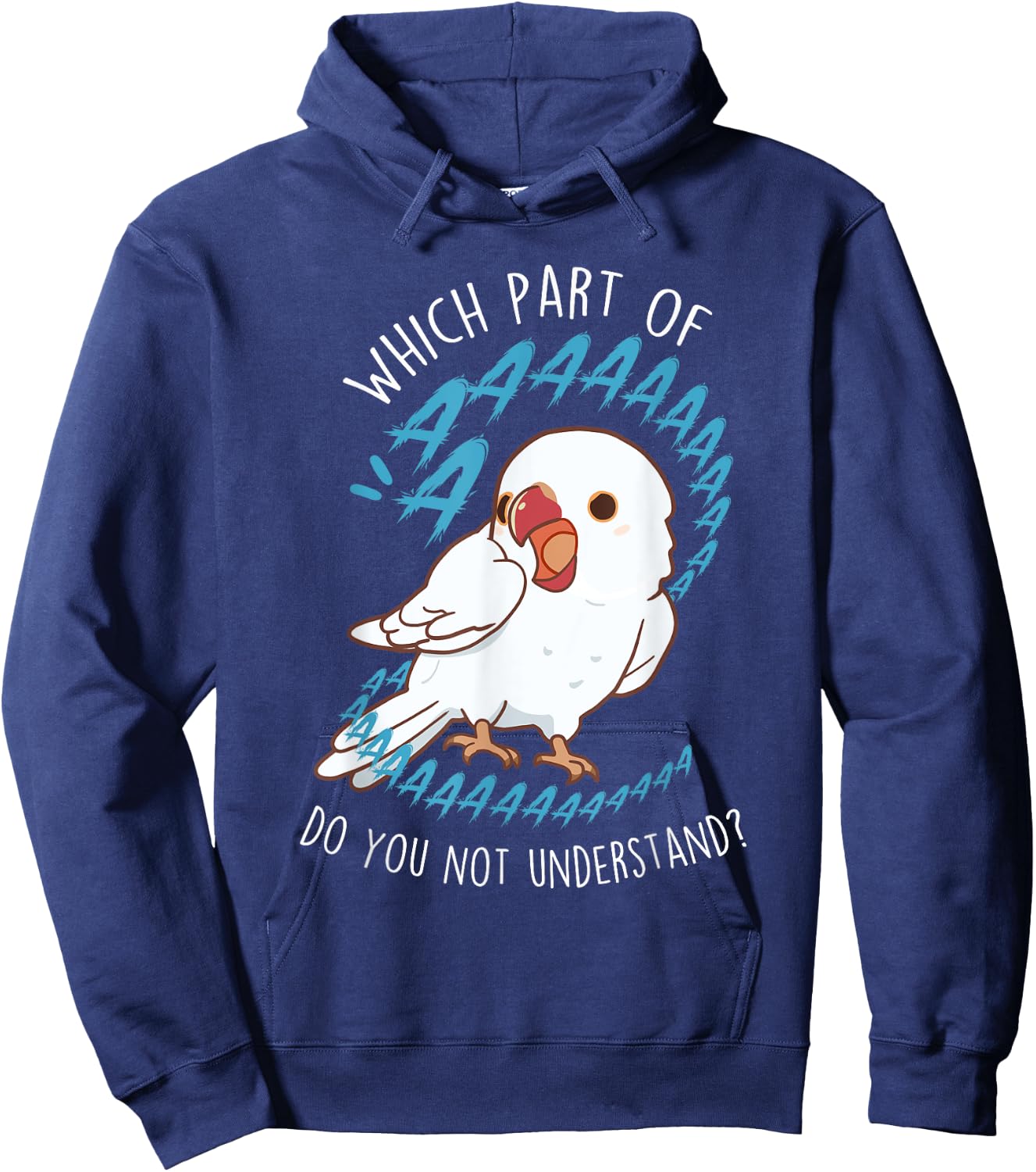 White Indian Ringneck Parrot Aaa Funny Cute Pet Albino Bird Hoodie - Hoodie | Navy