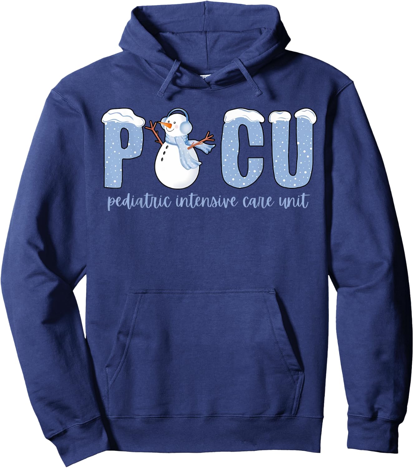 Winter Snowman PICU Nurse PICU Nurse Appreciation Pediatric Hoodie - Hoodie | Navy