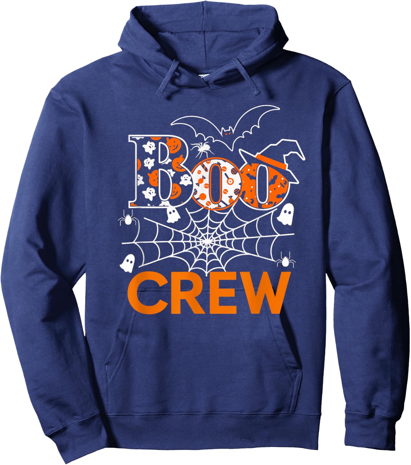 Halloween The Boo Crew - Spooky Spiders and Bats Fun Family Hoodie - Hoodie | Navy