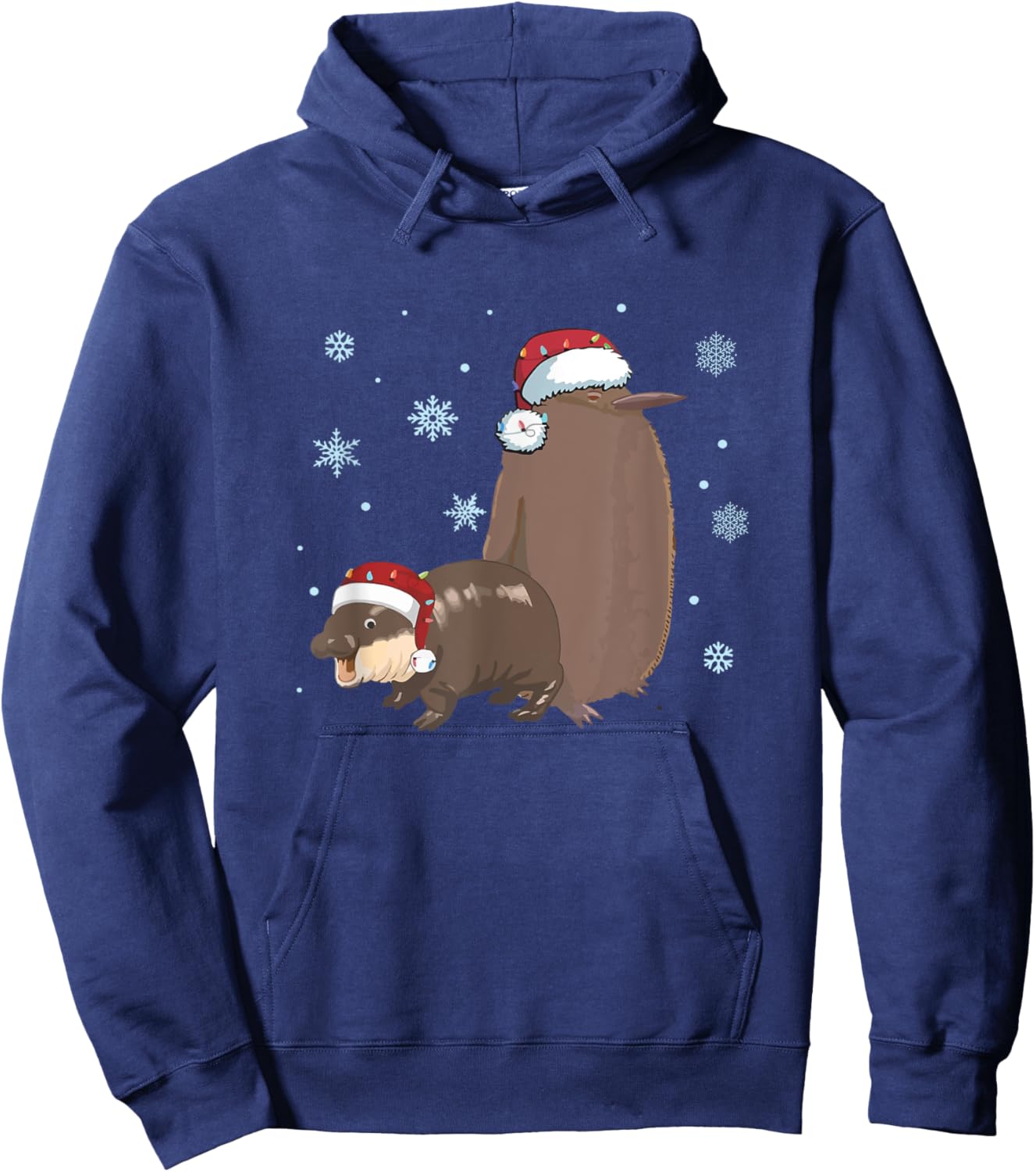 Christmas Pesto and Moo Deng Friendship Penguin and Hippo Hoodie - Hoodie | Navy