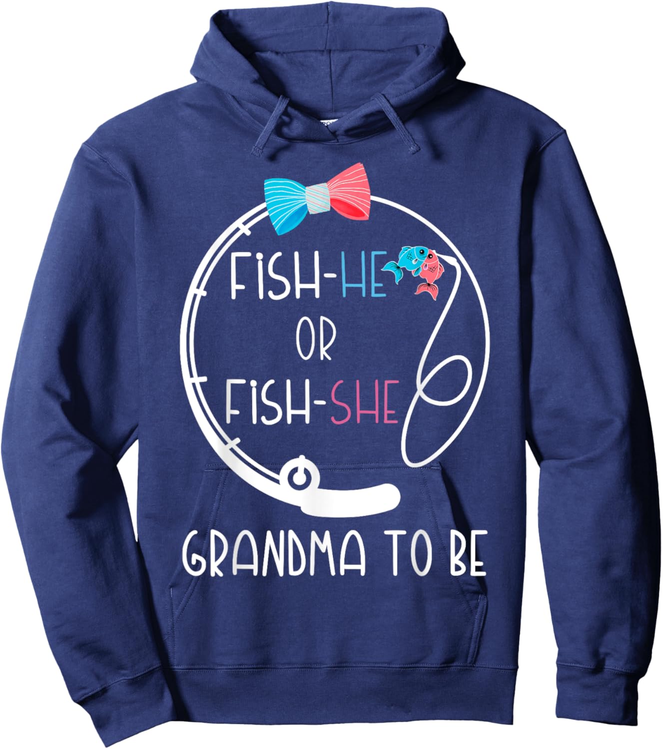 Fish-He Or Fish-She Grandma To Be Baby Shower Gender Reveal Hoodie - Hoodie | Navy