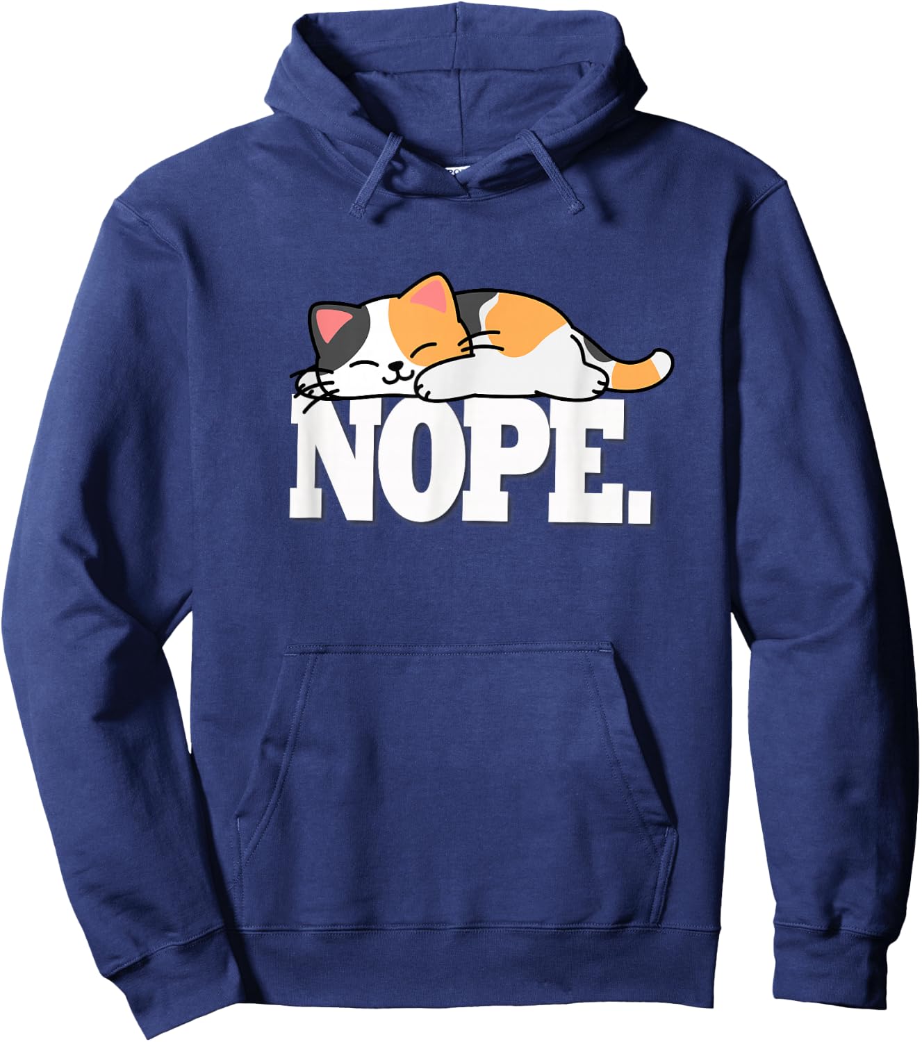 Kawaii Kids Girls NOPE Calico Cat Lover Hoodie - Hoodie | Navy