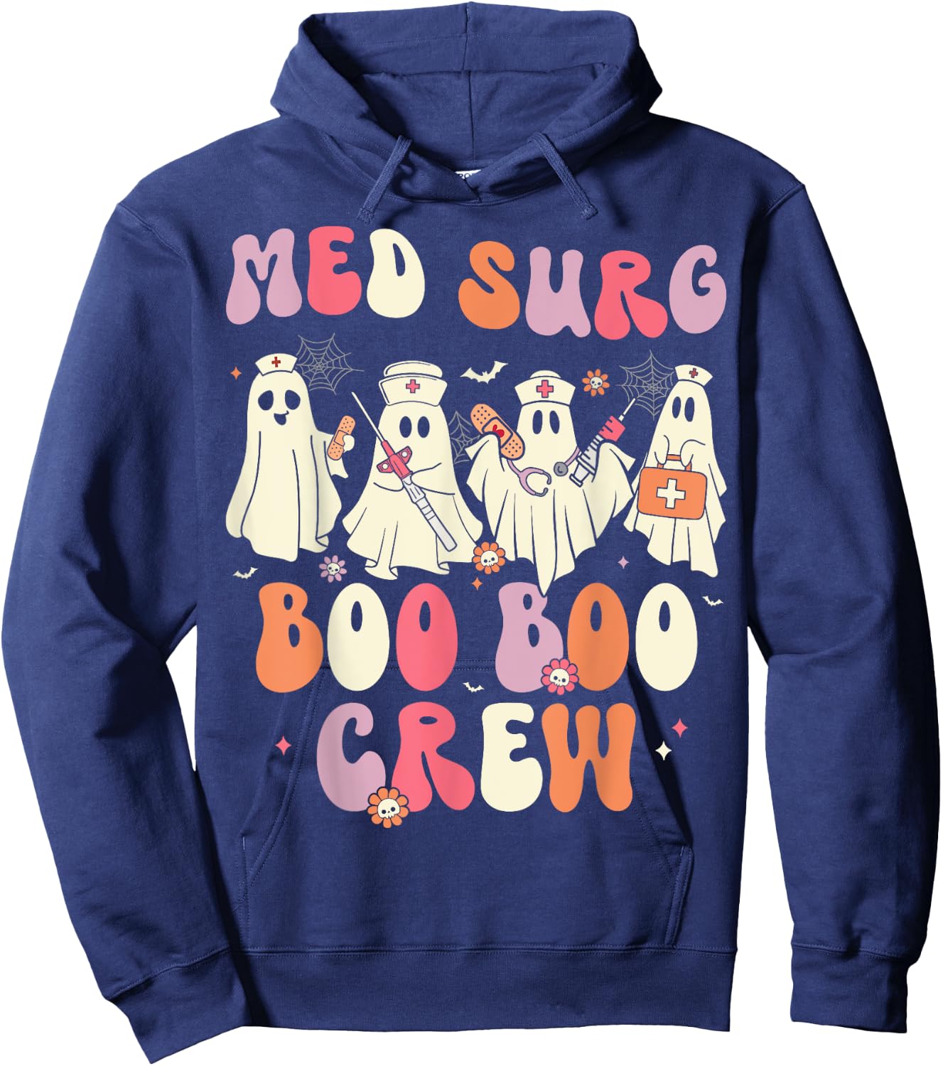 Halloween Med Surg Boo Crew Nurse Ghost Hoodie - Hoodie | Navy