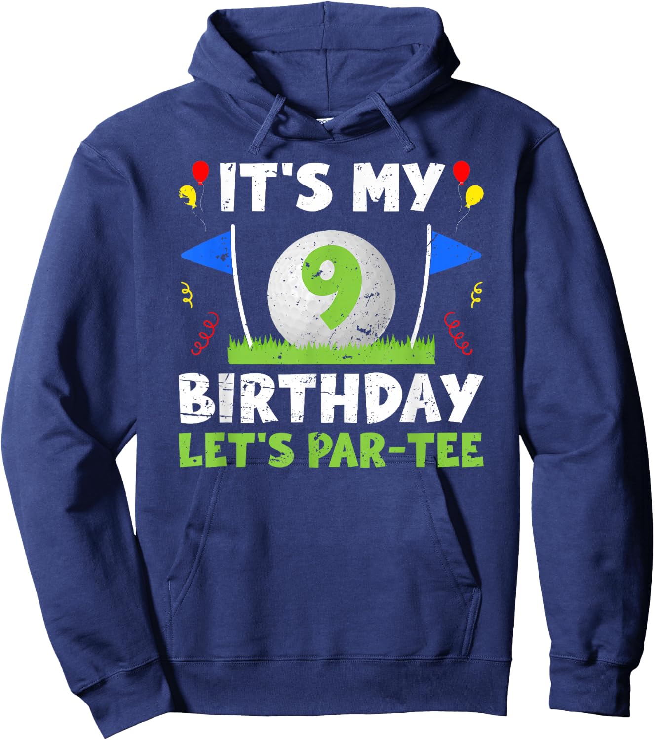 9th Birthday Party Golf Boy Nine Year Old Golfer Hoodie - Hoodie | Navy