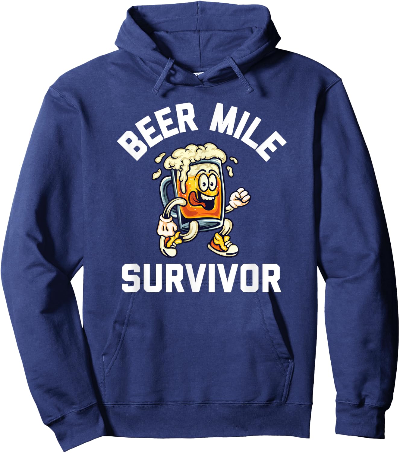 Beer Mile Survivor Funny Race Running Beer Drinkers Drinking Hoodie - Hoodie | Navy