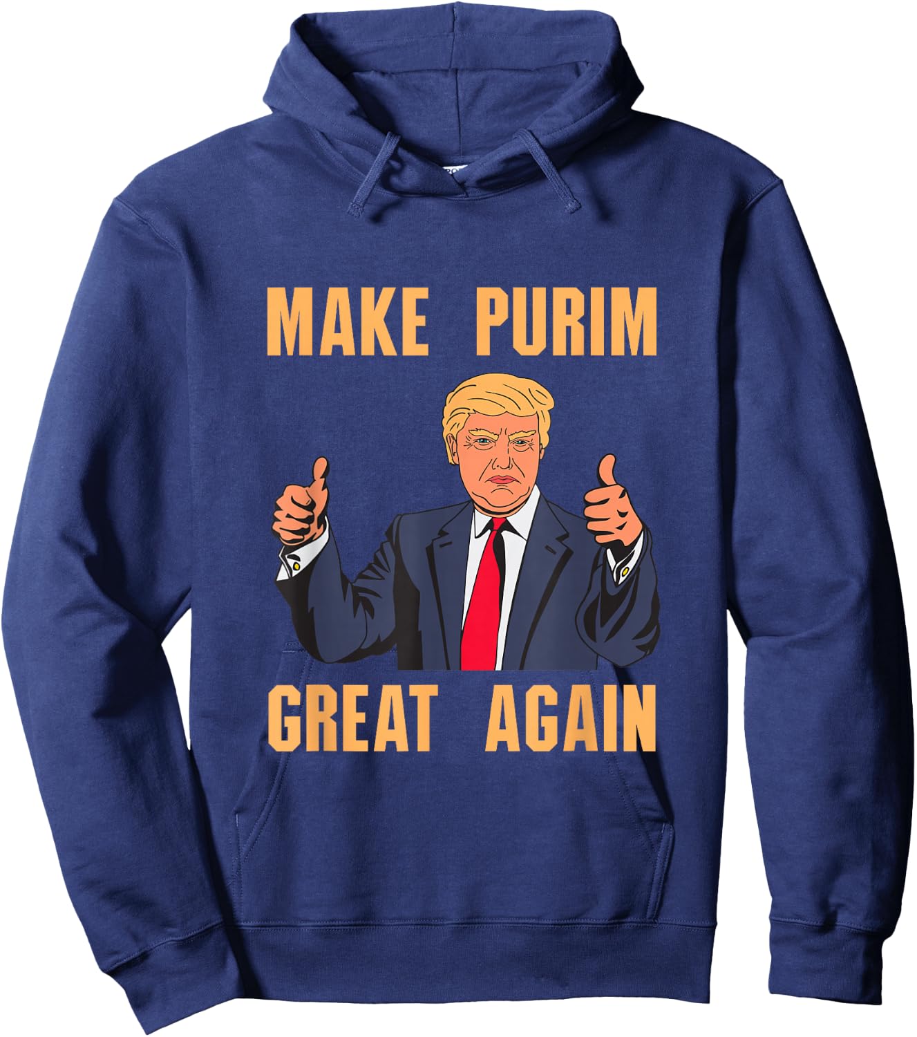 Make Purim Great Again Funny Trump Costume Hebrew Jewish Hoodie - Hoodie | Navy
